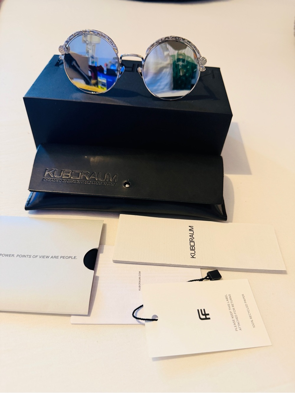 Kuboraum Unisex Sunglasses Round Silver Mirrored Sunglasses- Limited Edition